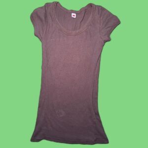 Size Medium‎ Y2K Style Brown Ribbed Shirt
